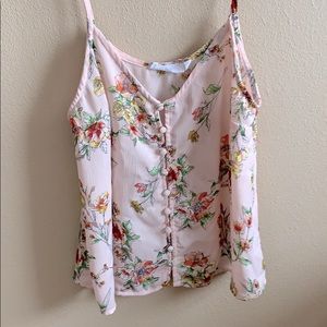 Floral button front tank
